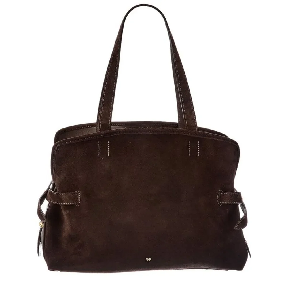 Anya Hindmarch Wilson Suede & Leather Satchel, Brown